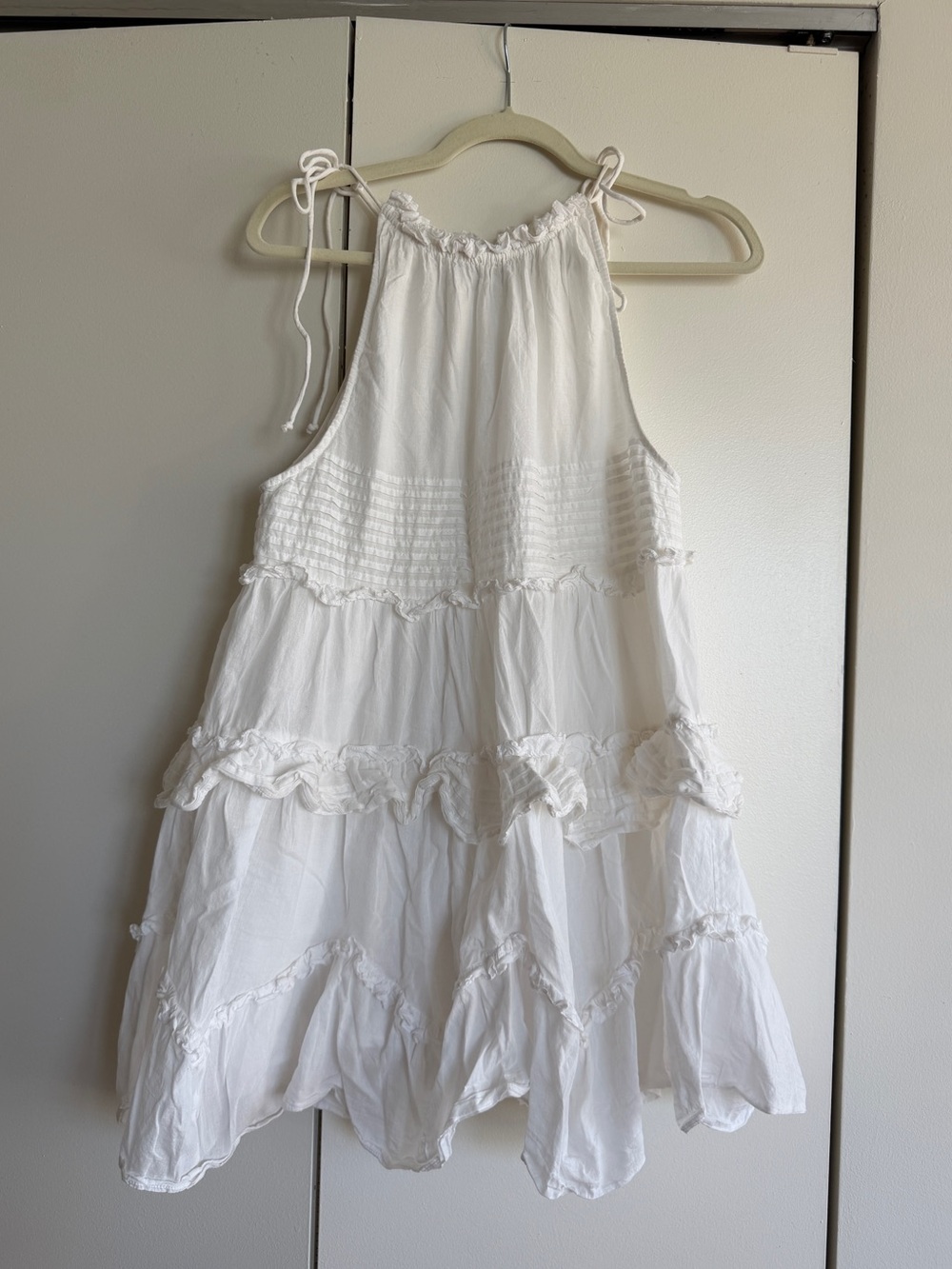 ASOS White Tiered Tie-Shoulder Girls Dress
